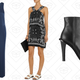 T by Alexander Wang Satin-Jersey Jumpsuit, $70 | Sandro Reve Printed Washed-Silk Dress, $77 | Maison Margiela Leather Ankle Boots, $212